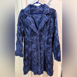 Samuel Dong Royal Blue Textured Cape Coat